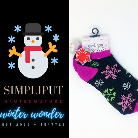 BOGO Planet Sox Women Winter Shimmer Snowflake Socks Size 9-11 Two Pairs for One - Picture 1 of 7